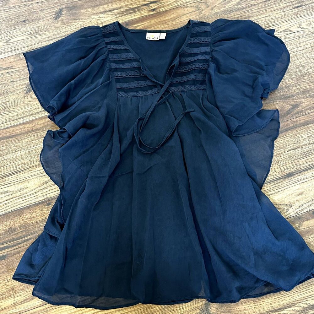 Mudd Flowy Blue Blouse 90s vibe casual top Size xs